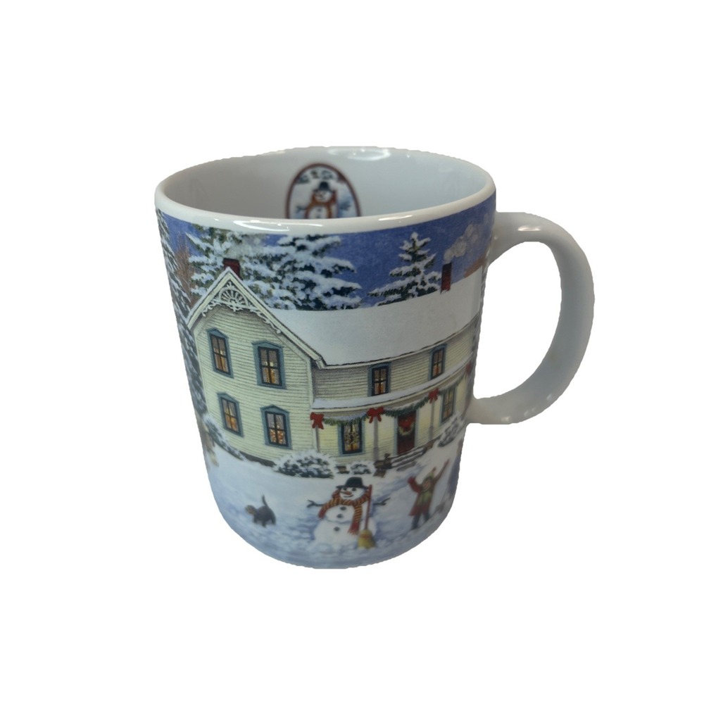 Lang & Wise Collector Coffe Mug Sleigh Ride Christmas Snowman John Sloane‎ 1998